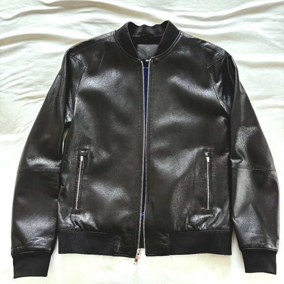 Lambskin Leather Bomber Jacket by Cadogan - Picture 1 of 7